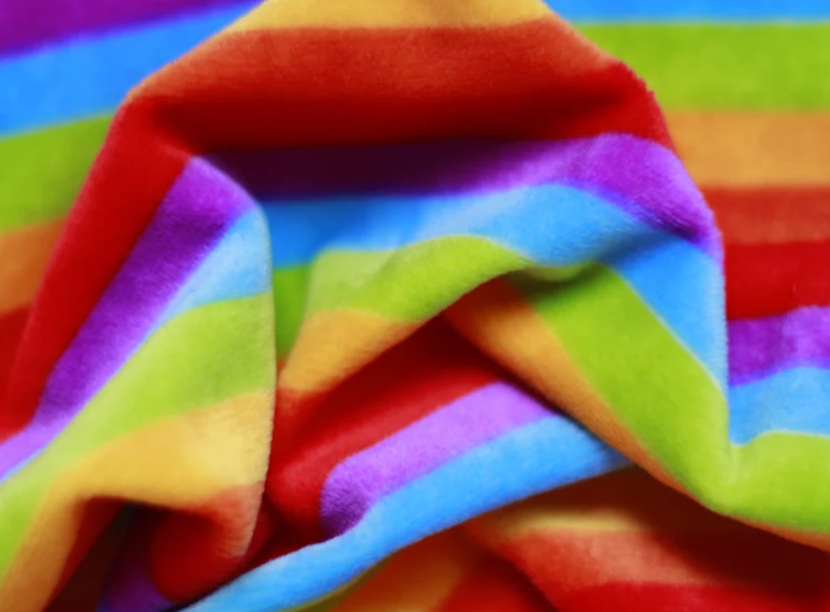 Tela de peluche microvelboa rayas arcoiris 1.5 mm 9060